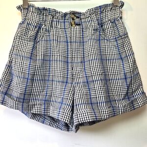 American Eagle Plaid Paperbag High Rise Mom Shorts 4